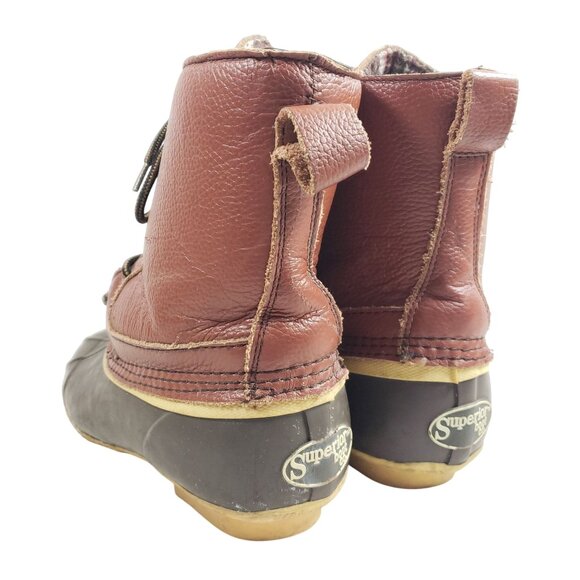 Superior Boot Co. Womens Size 8 Brown Leather Duck Boots Flannel Lined - Picture 4 of 9